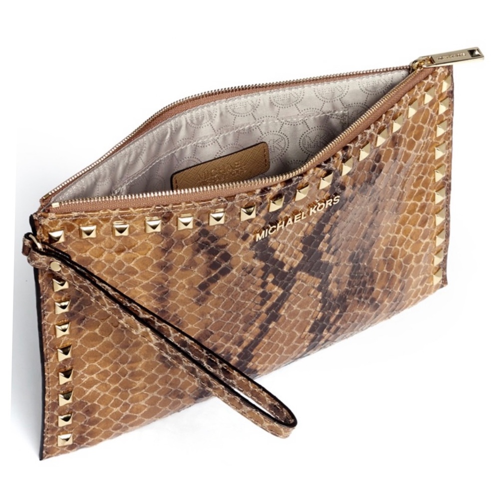 michael kors Brown Studded Clutch Handbag